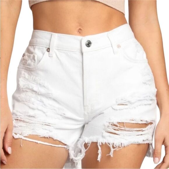 Free People Makai Cut Off Jean Shorts Optic White New with Tag! 25 27 - Picture 1 of 5